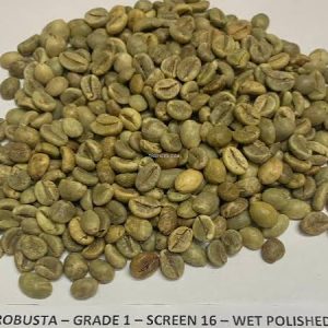Robusta Green Coffee Beans – Grade 1, Screen 18, Wet Polished